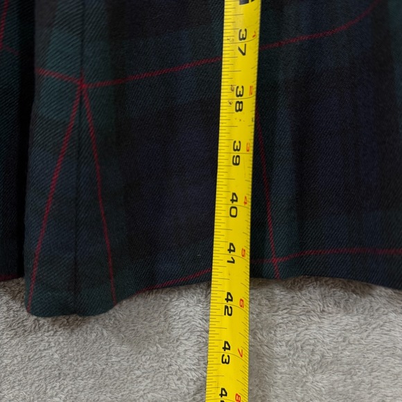 Vintage Lauren Ralph Lauren Long Skirt Womens 10 Blue Green Plaid 100% Wool Maxi - Picture 9 of 9